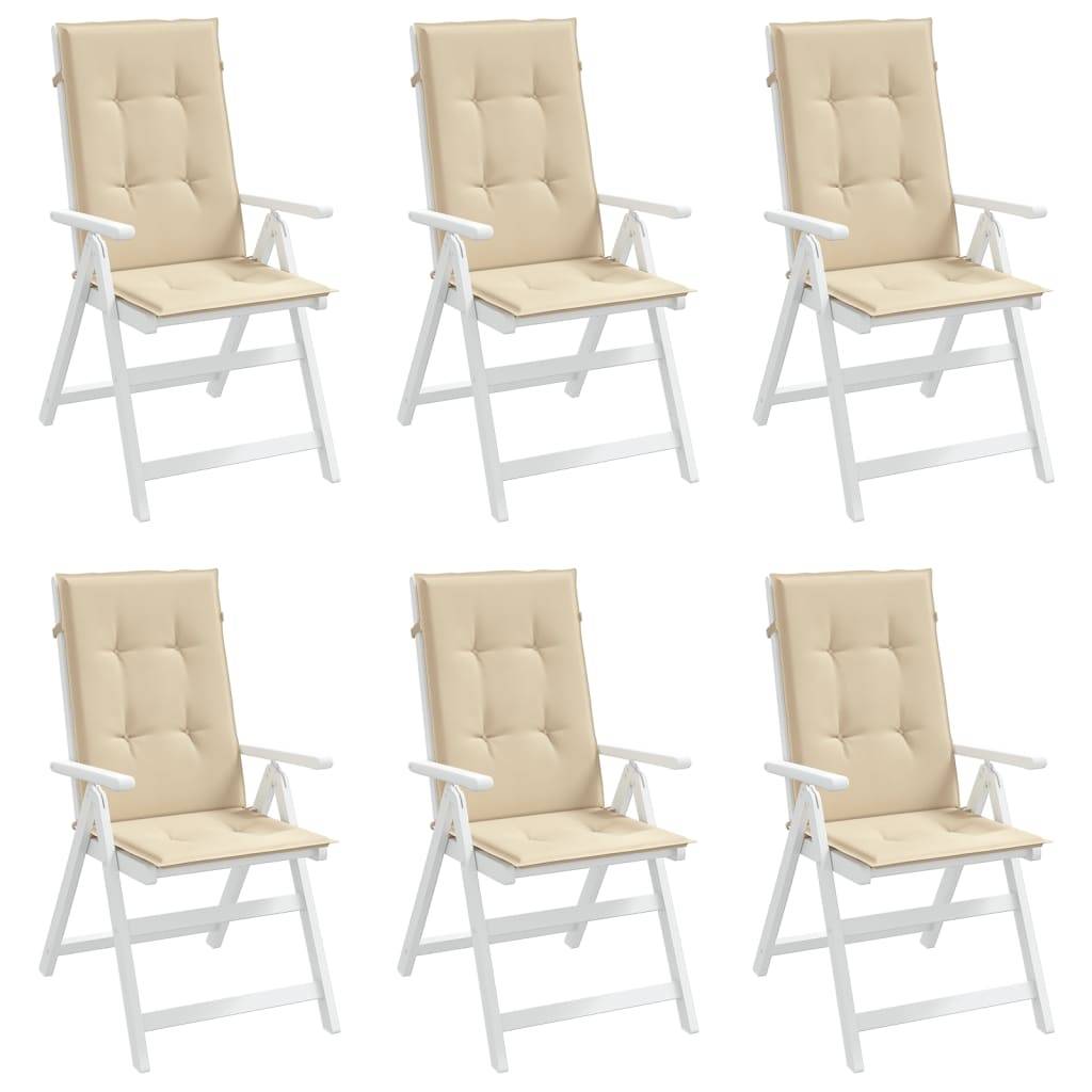 PANGIVO - Coussins de chaise de jardin dossier haut lot de 6 polyester beige 120 x 50 x 3 cm - PANGIVO - Image 4