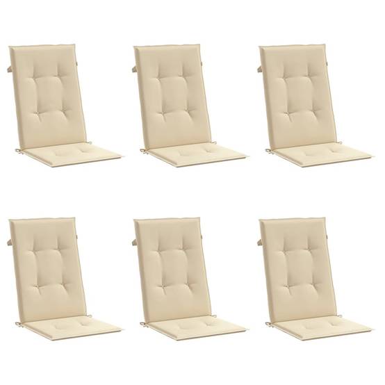 PANGIVO - Coussins de chaise de jardin dossier haut lot de 6 polyester beige 120 x 50 x 3 cm - PANGIVO - Image 3