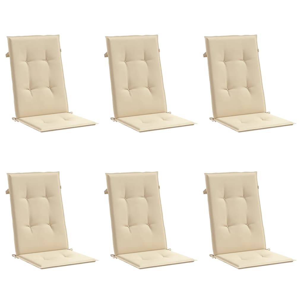 PANGIVO - Coussins de chaise de jardin dossier haut lot de 6 polyester beige 120 x 50 x 3 cm - PANGIVO - Image 3