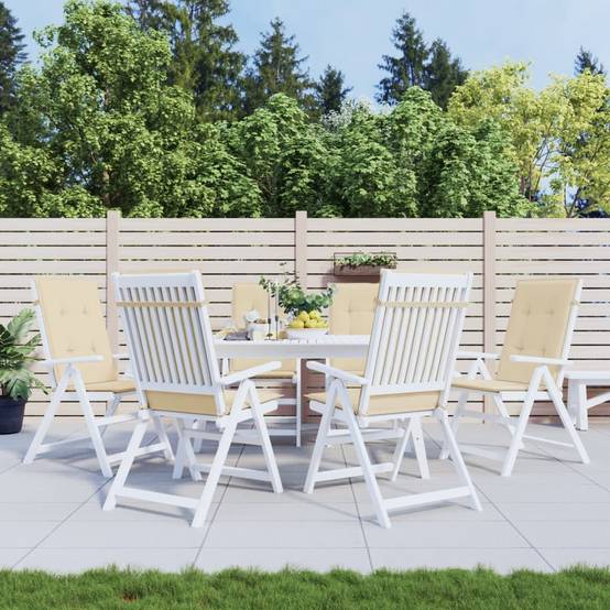 PANGIVO - Coussins de chaise de jardin dossier haut lot de 6 polyester beige 120 x 50 x 3 cm - PANGIVO - Image 1