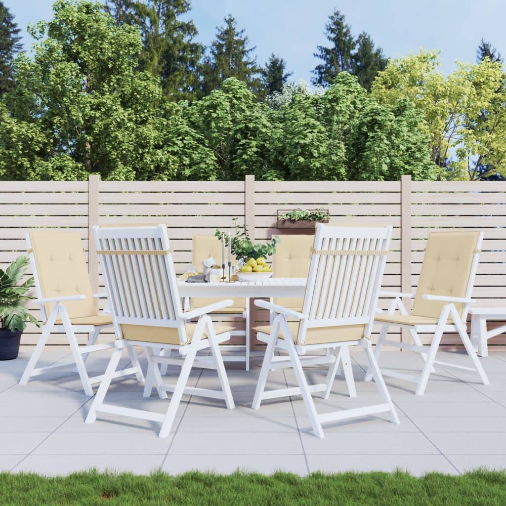 PANGIVO - Coussins de chaise de jardin dossier haut lot de 6 polyester beige 120 x 50 x 3 cm - PANGIVO - Image 1