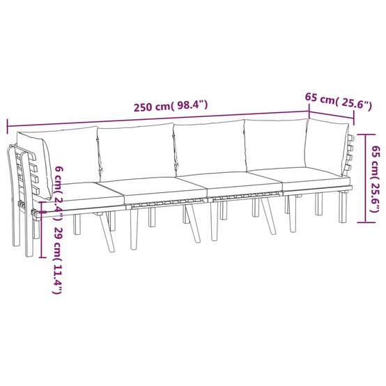 ComfortXL - Canapé de Jardin 4p Bois d'Acacia Modulable Design à Lattes Coussins Gris – ComfortXL Outdoor Living - Image 8