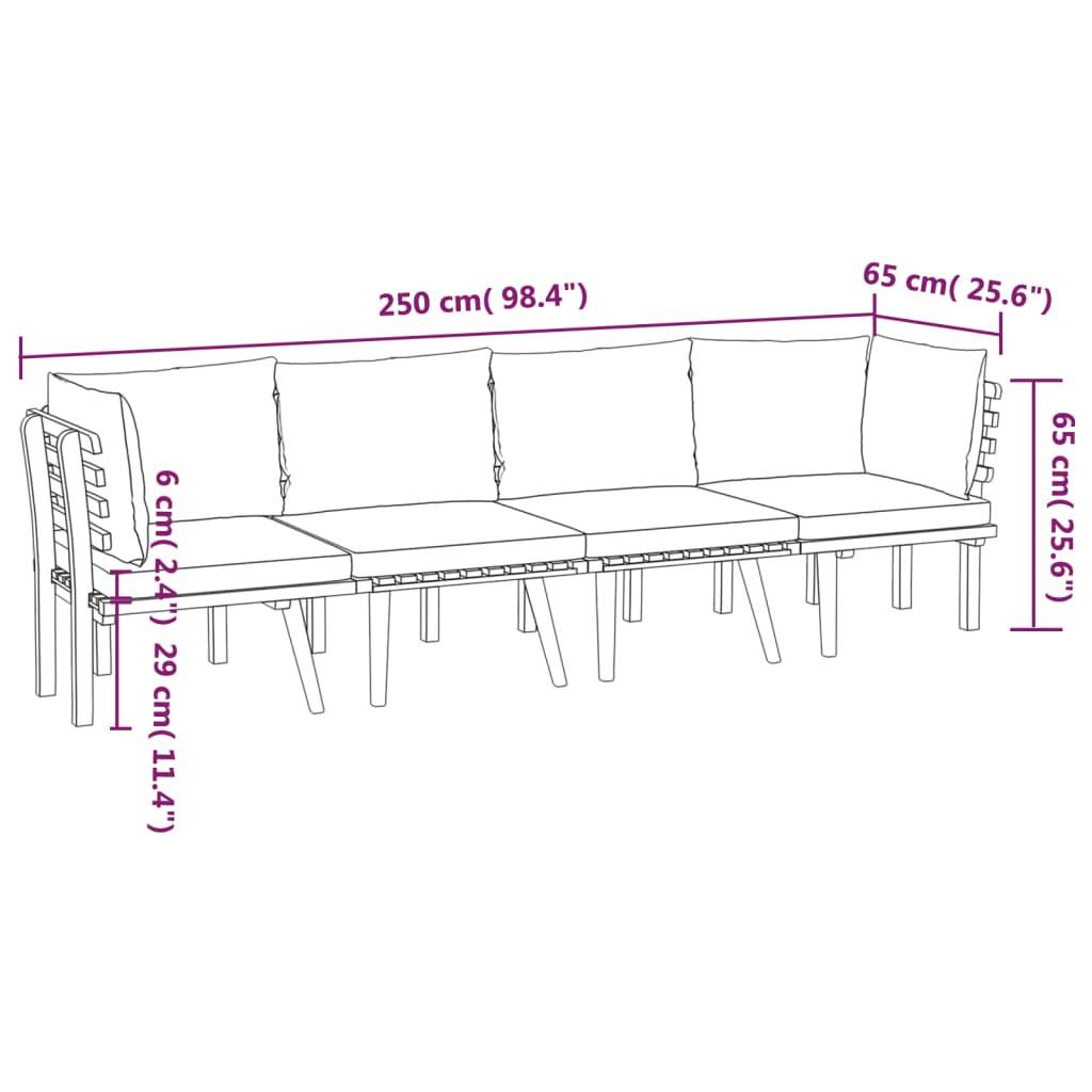 ComfortXL - Canapé de Jardin 4p Bois d'Acacia Modulable Design à Lattes Coussins Gris – ComfortXL Outdoor Living - Image 8