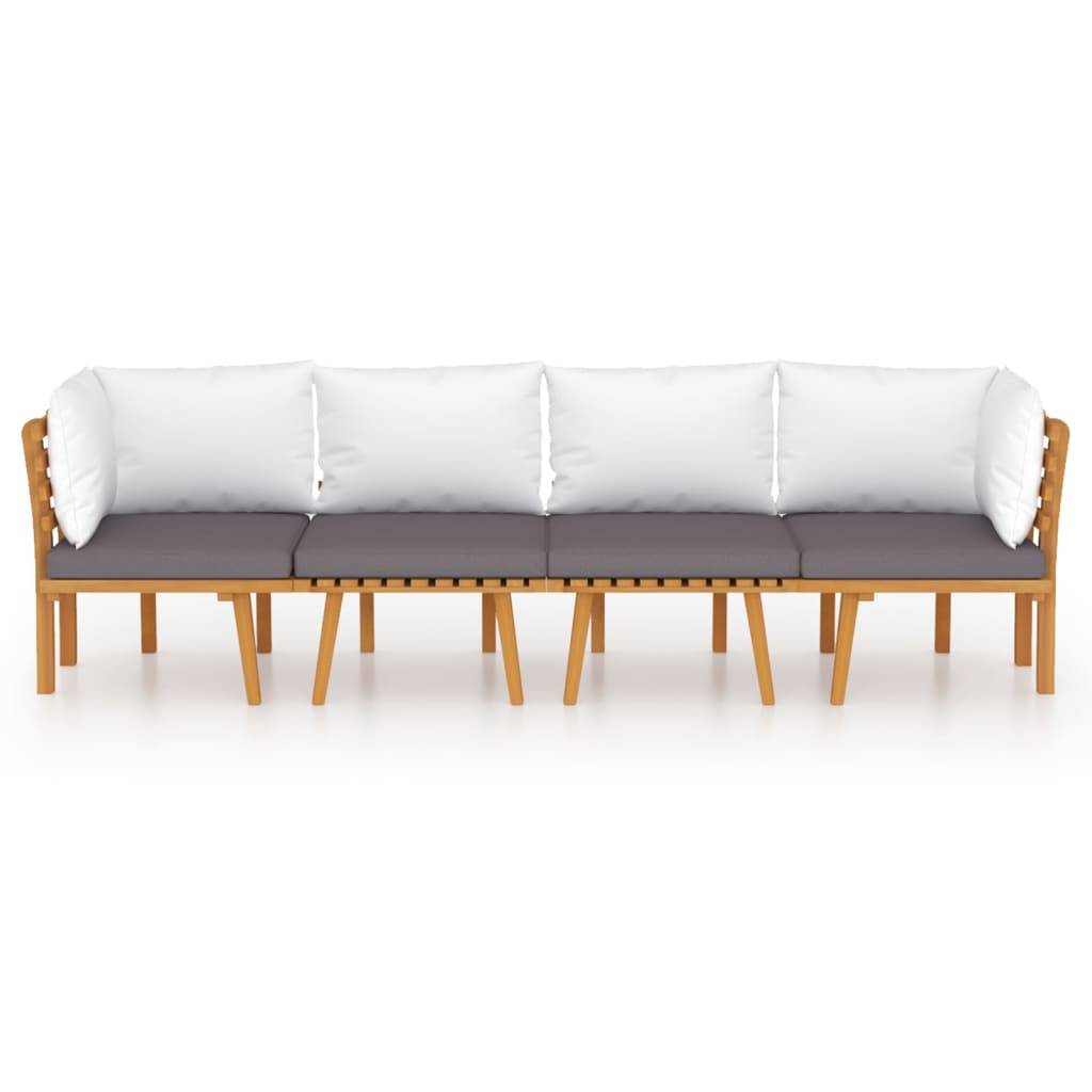 ComfortXL - Canapé de Jardin 4p Bois d'Acacia Modulable Design à Lattes Coussins Gris – ComfortXL Outdoor Living - Image 3