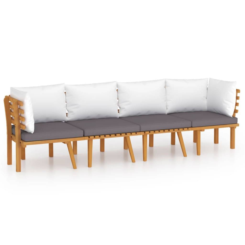 ComfortXL - Canapé de Jardin 4p Bois d'Acacia Modulable Design à Lattes Coussins Gris – ComfortXL Outdoor Living - Image 2