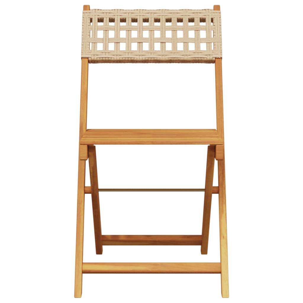 Lot de 4 Chaises de Balcon Pliantes en Poly Rotin et Bois d'Acacia pour Extérieur Beige – ComfortXL Outdoor Living - Image 4