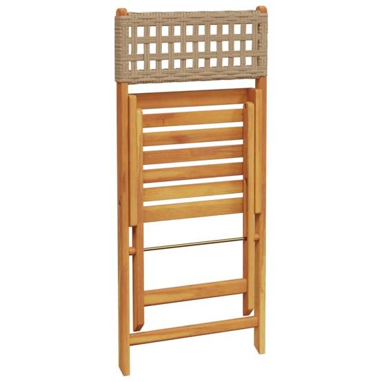 Lot de 4 Chaises de Balcon Pliantes en Poly Rotin et Bois d'Acacia pour Extérieur Beige – ComfortXL Outdoor Living - Image 7