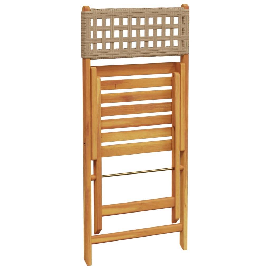Lot de 4 Chaises de Balcon Pliantes en Poly Rotin et Bois d'Acacia pour Extérieur Beige – ComfortXL Outdoor Living - Image 7