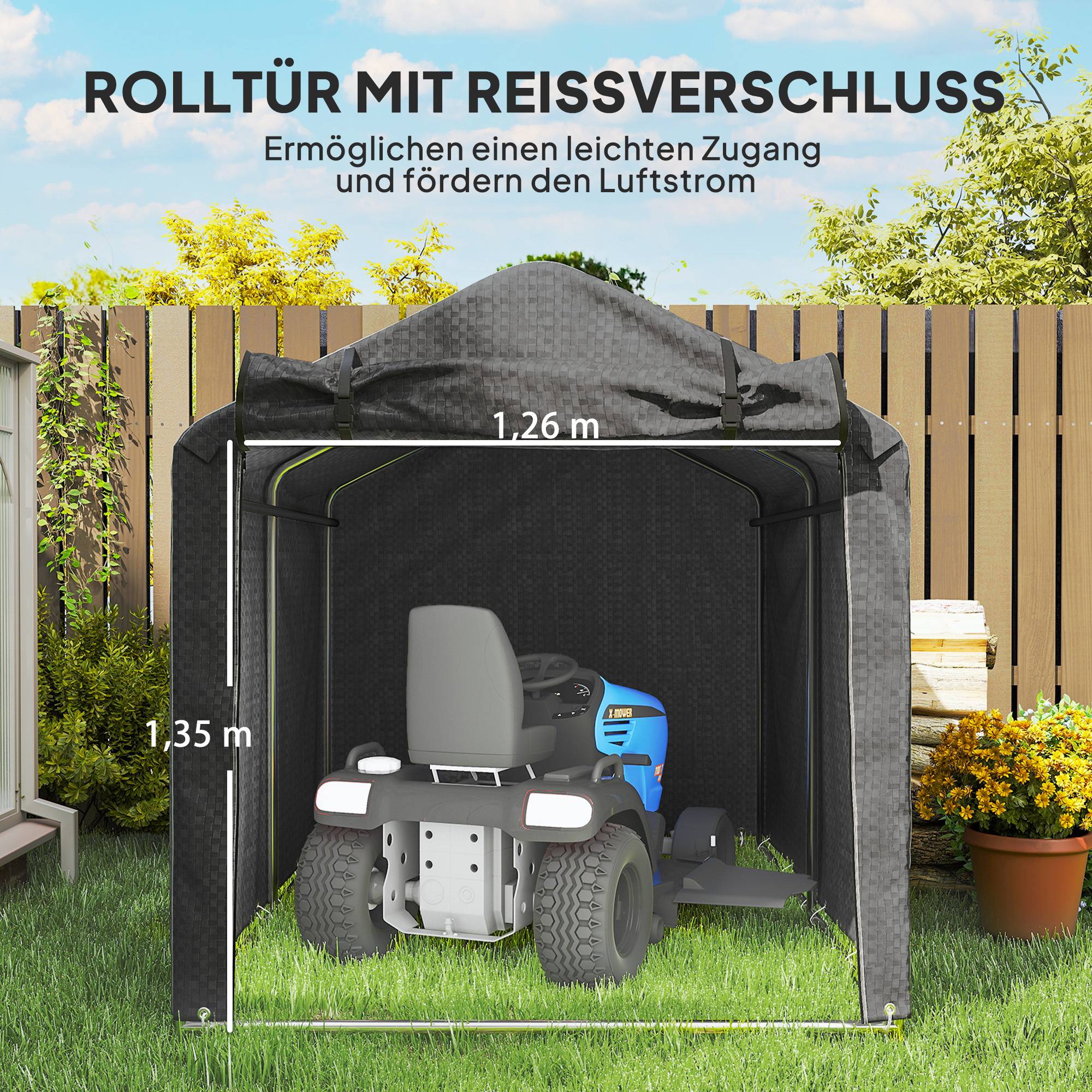 Abri tente garage étanche avec porte, résistant UV,220x157x165cm, noir - Image 8