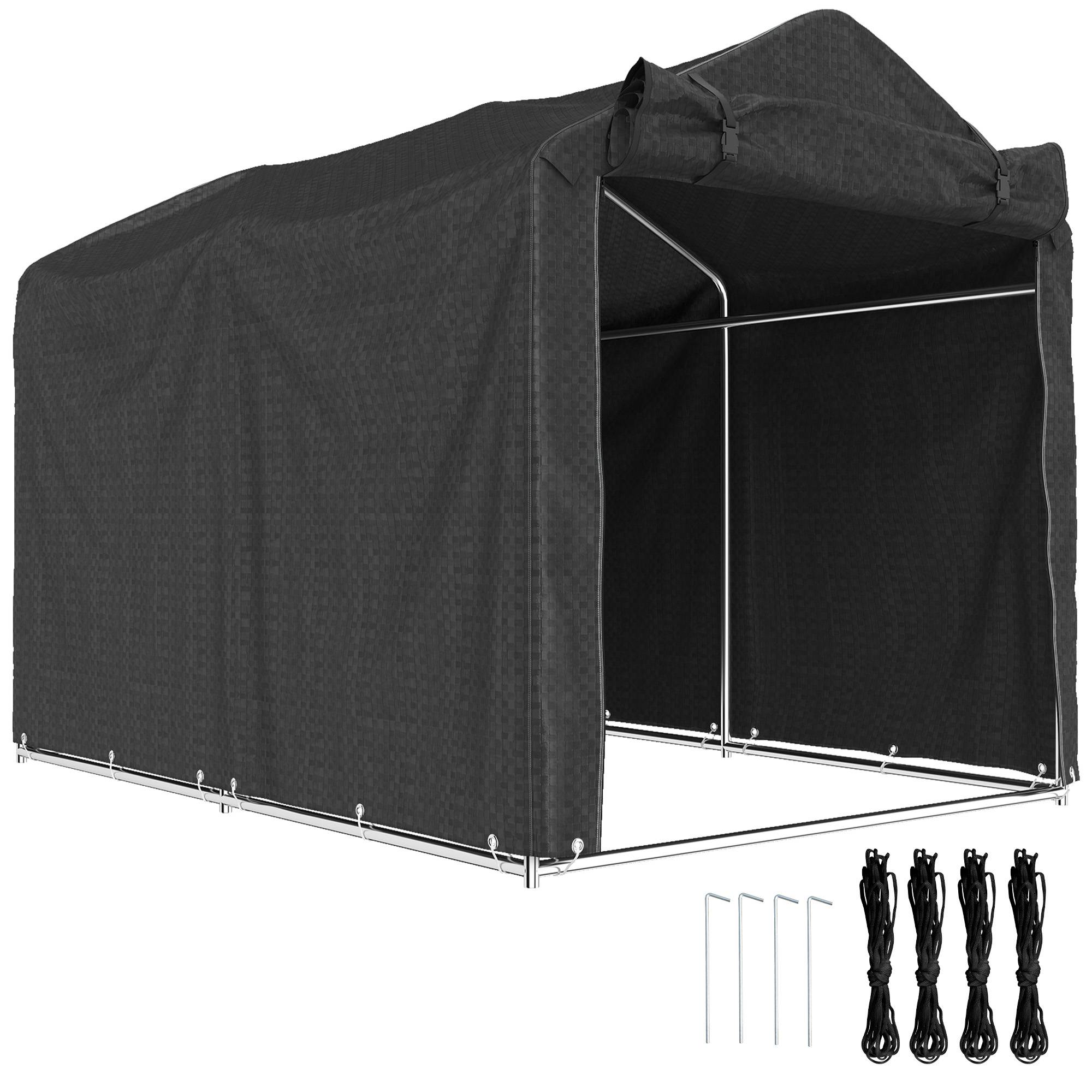 Abri tente garage étanche avec porte, résistant UV,220x157x165cm, noir - Image 1