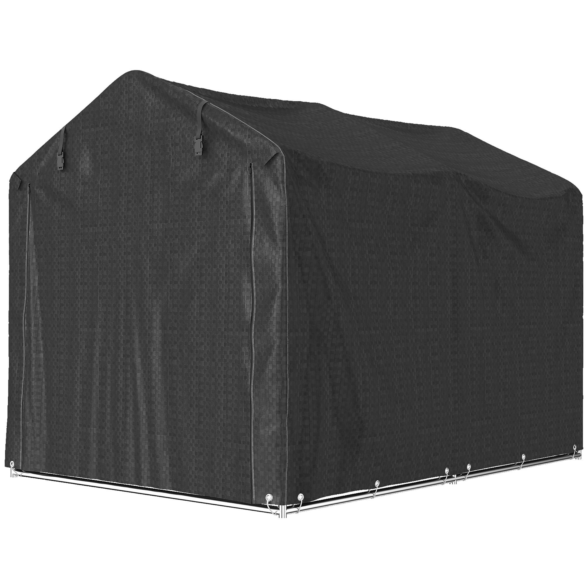 Abri tente garage étanche avec porte, résistant UV,220x157x165cm, noir - Image 2