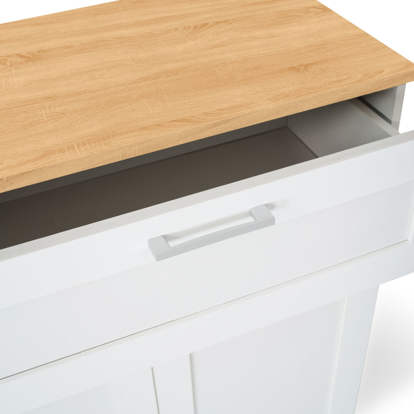 Buffet 100 cm VITO 3 portes et 1 tiroir blanc et plateau bois - Image 6