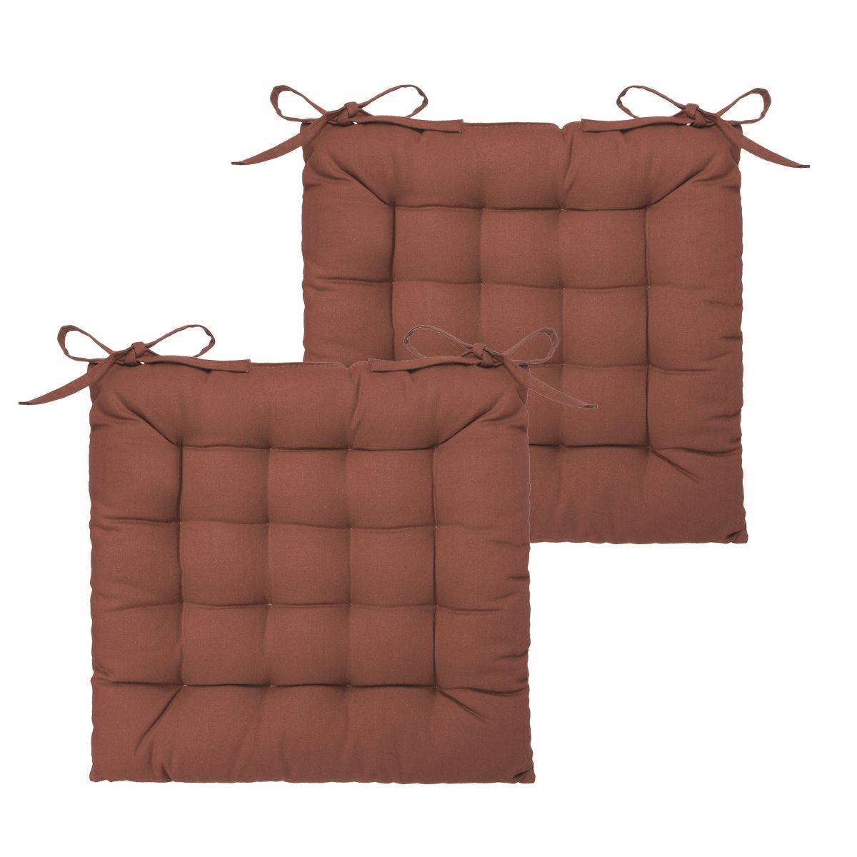 Lot de 2 Galettes de chaise en Coton Terracotta 38 x 38 cm - Image 1