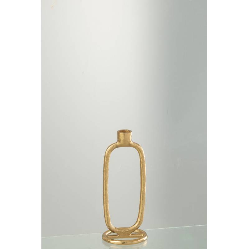 Bougeoir ovale en aluminium doré 10x10x24 cm - J-Line