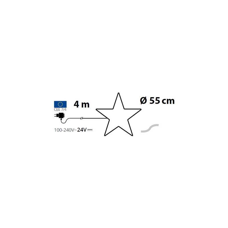 Lotti - Etoile lumineuse 55CM 192 LED blanc froid flash scintillant 24V tube néon IP44 extérieur Lotti - Image 2
