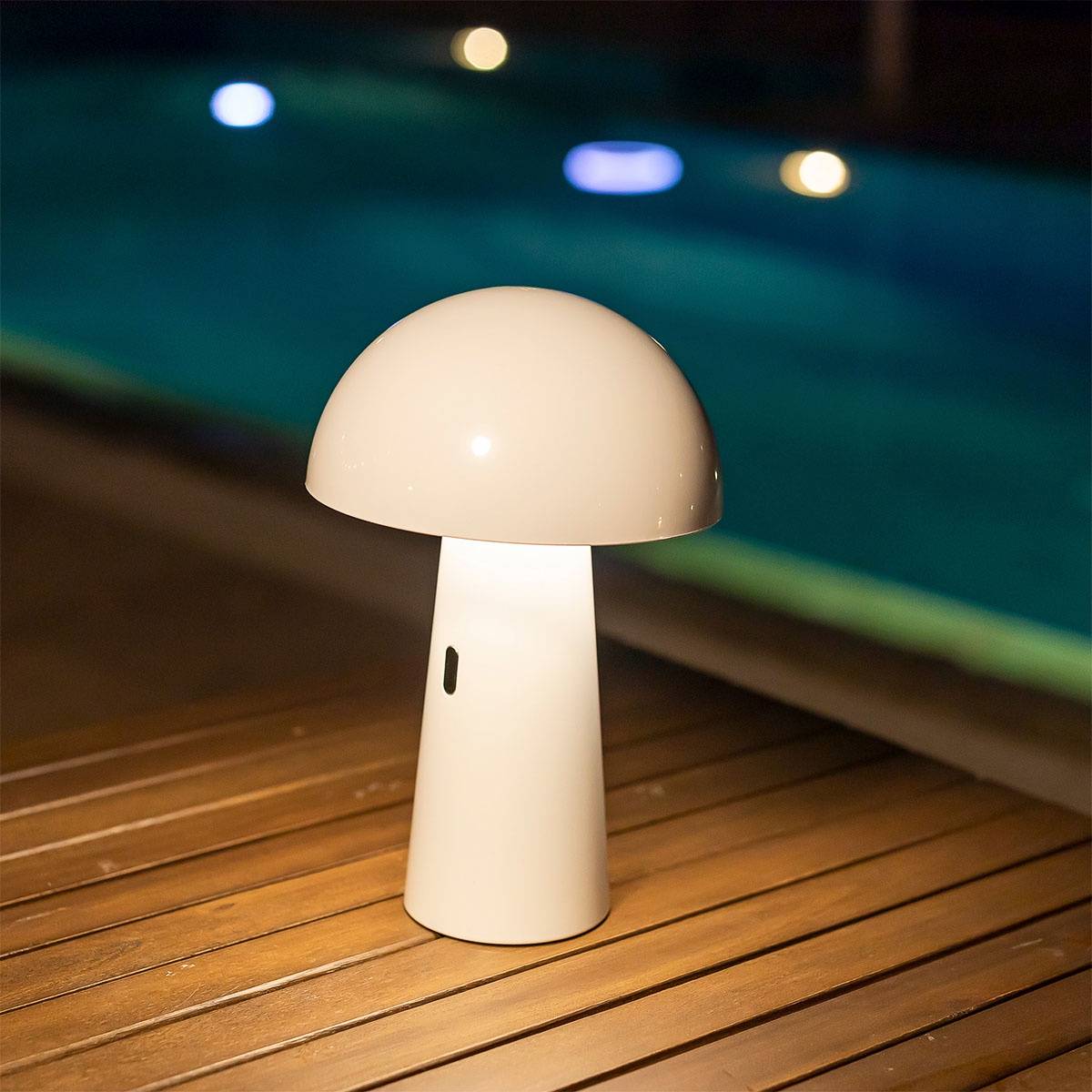 Lampe de jardin sur batterie Shitake Blanc - Image 3