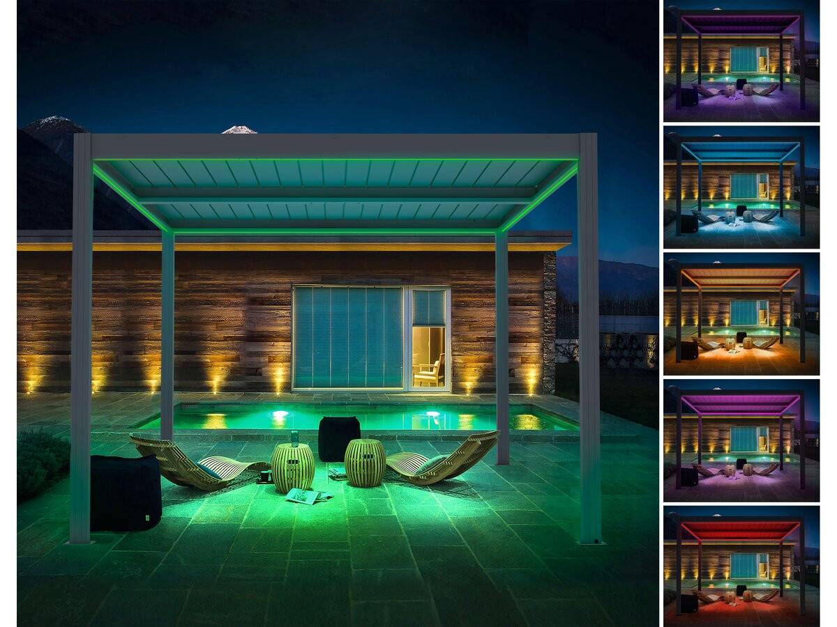 Habitat Et Jardin - Pergola Bioclimatique Motorisé Avec Led "windsor" En Aluminium 3 X 4 - Gris -habitat Et Jardin - Image 3
