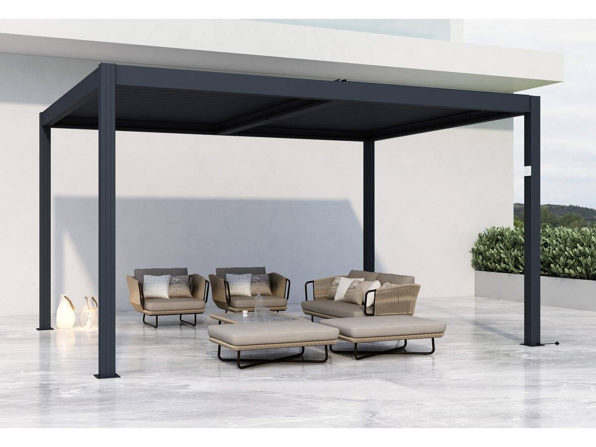 Habitat Et Jardin - Pergola Bioclimatique Motorisé Avec Led "windsor" En Aluminium 3 X 4 - Gris -habitat Et Jardin - Image 2