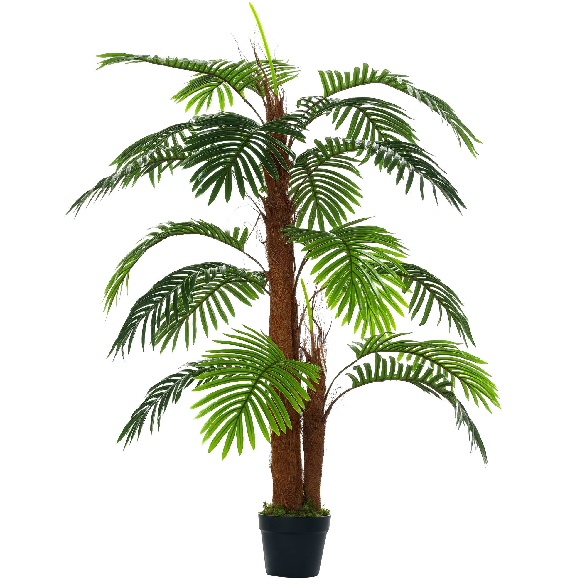 Palmier Artificiel Hauteur 1,2 m Arbre Artificiel Tronc Branches Lichen Feuilles Grand réalisme Pot Inclus - Image 1