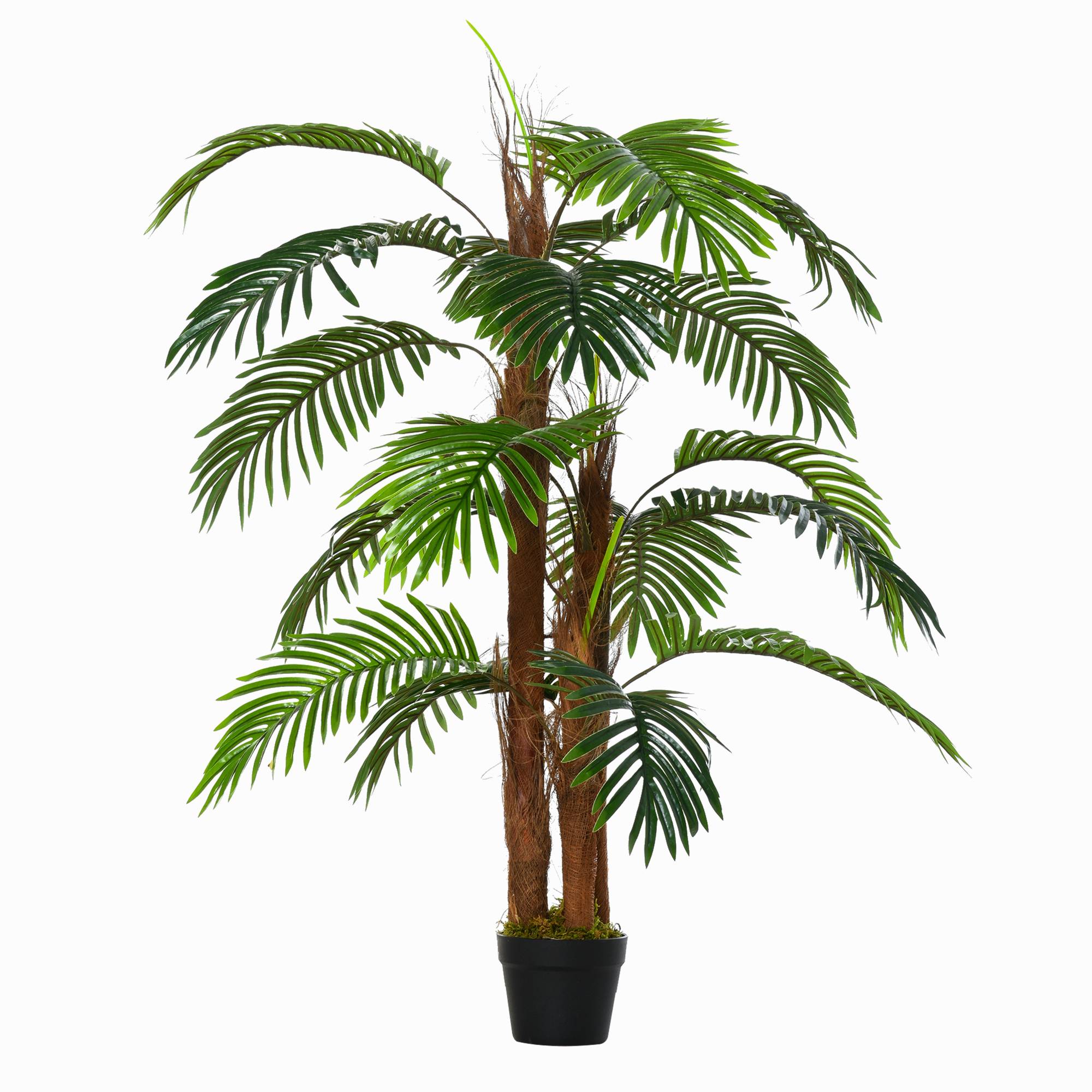 Palmier Artificiel Hauteur 1,2 m Arbre Artificiel Tronc Branches Lichen Feuilles Grand réalisme Pot Inclus - Image 2