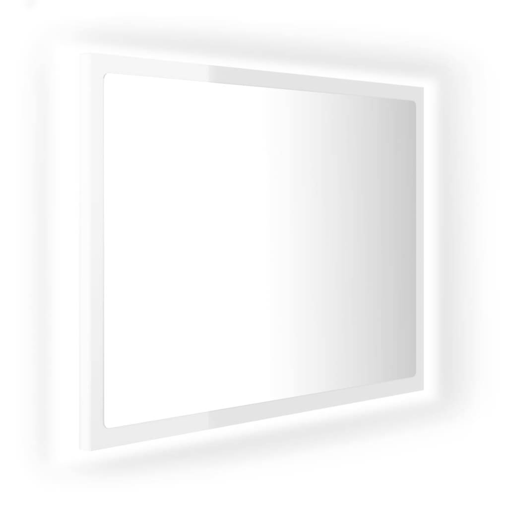 Miroir à led de bain 60 x 8,5 x 37 cm acrylique blanc brillant - Image 1