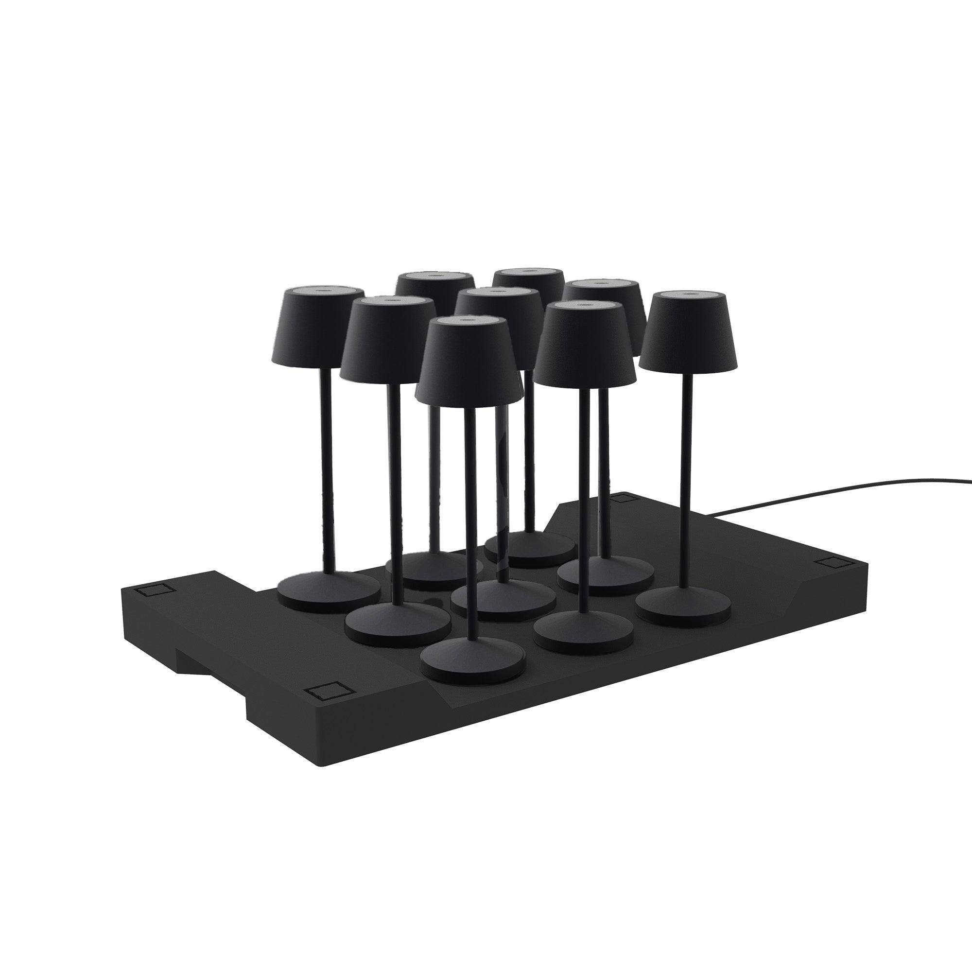 Lumisky - 9 Lampes de table EMILY Noir + base de chargement - Image 1