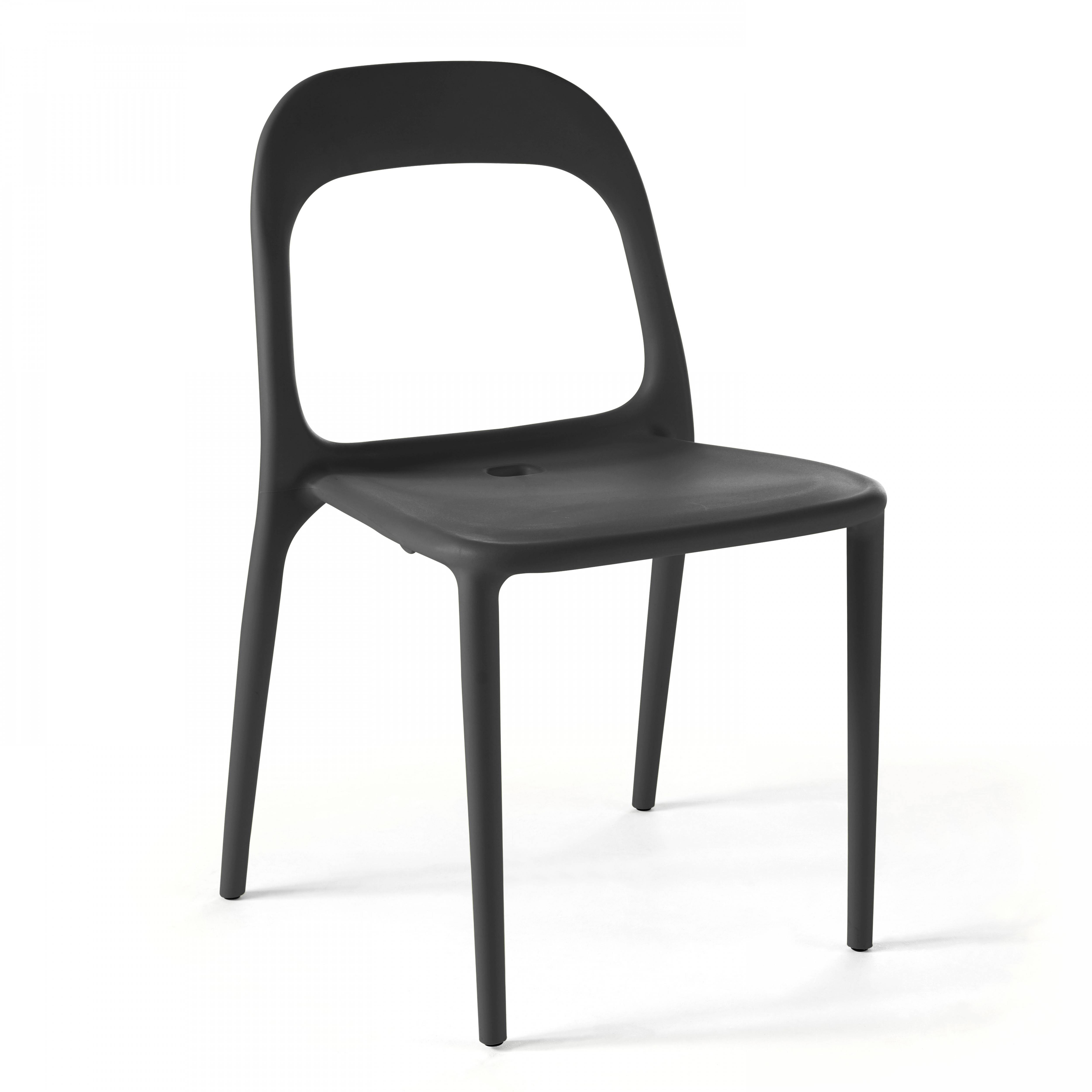 Oviala - Lot de 4 chaises en plastique noir Milan - Oviala - Image 2