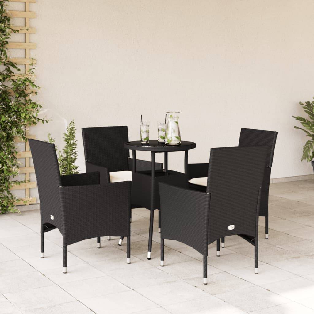 Vidaxl - Ensemble à manger de jardin et coussins 5 pcs-Salons de jardin noir rotin verre 425177 - Image 1