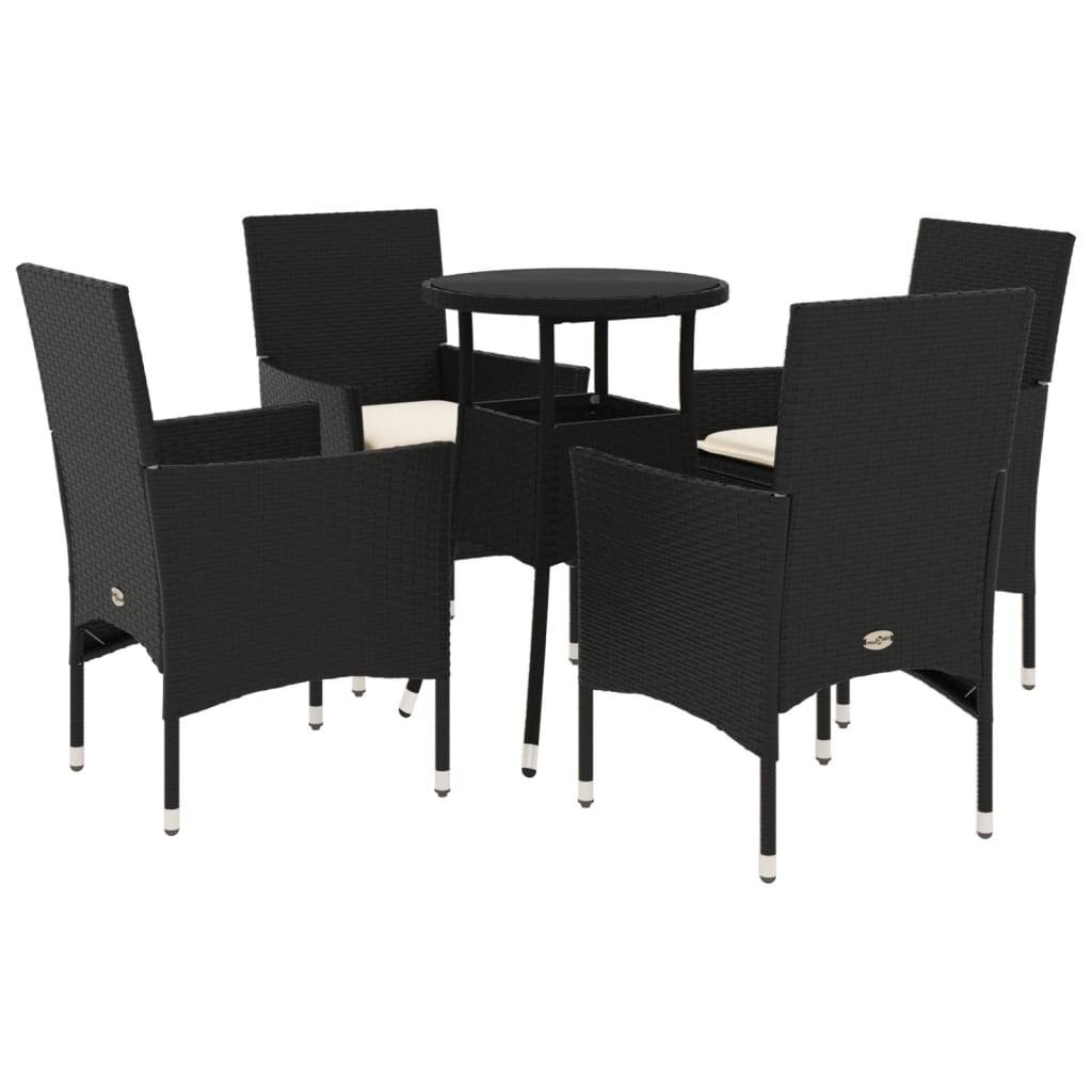 Vidaxl - Ensemble à manger de jardin et coussins 5 pcs-Salons de jardin noir rotin verre 425177 - Image 2
