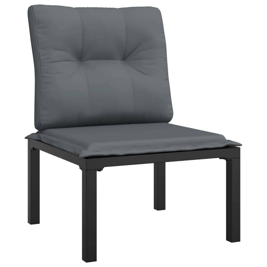 Helloshop26 - Salon de jardin meuble d'extérieur ensemble de mobilier 6 pièces résine tressée noir et gris - Image 3