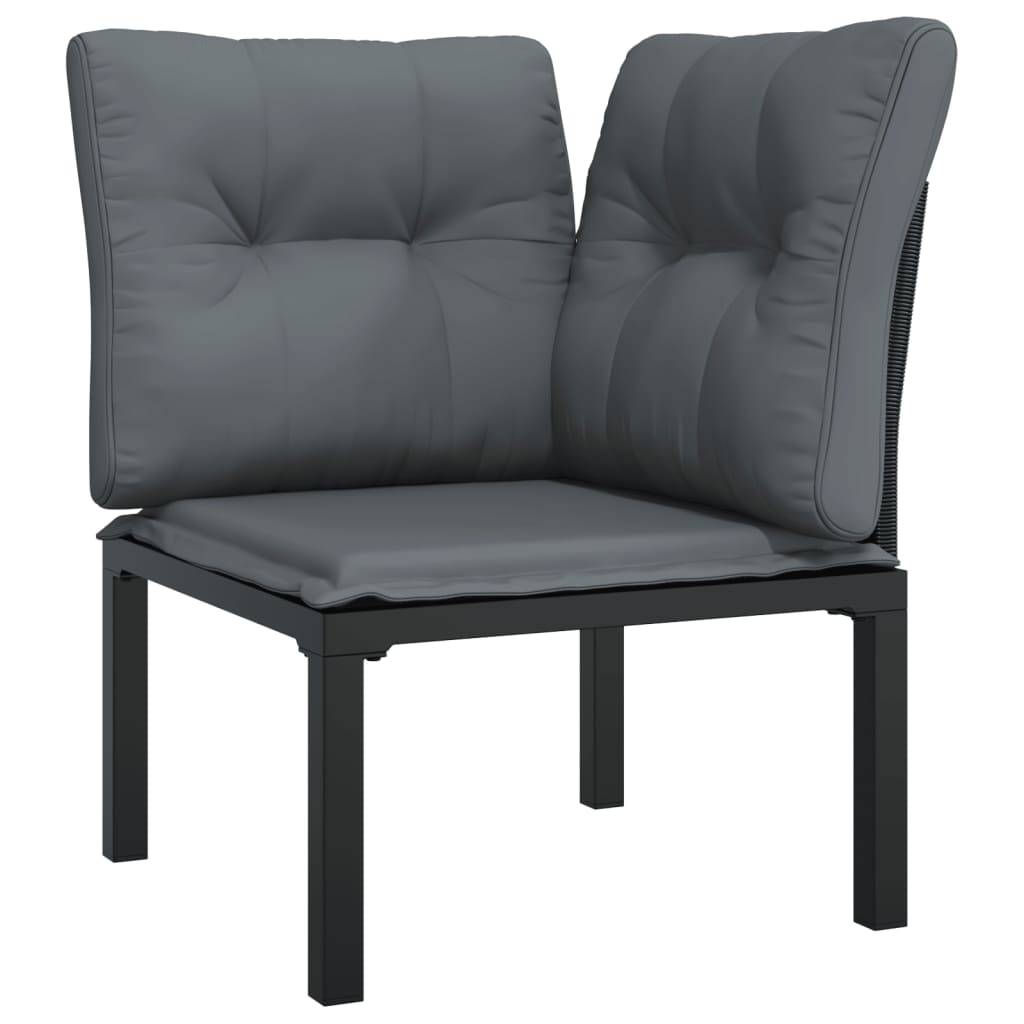 Helloshop26 - Salon de jardin meuble d'extérieur ensemble de mobilier 6 pièces résine tressée noir et gris - Image 2