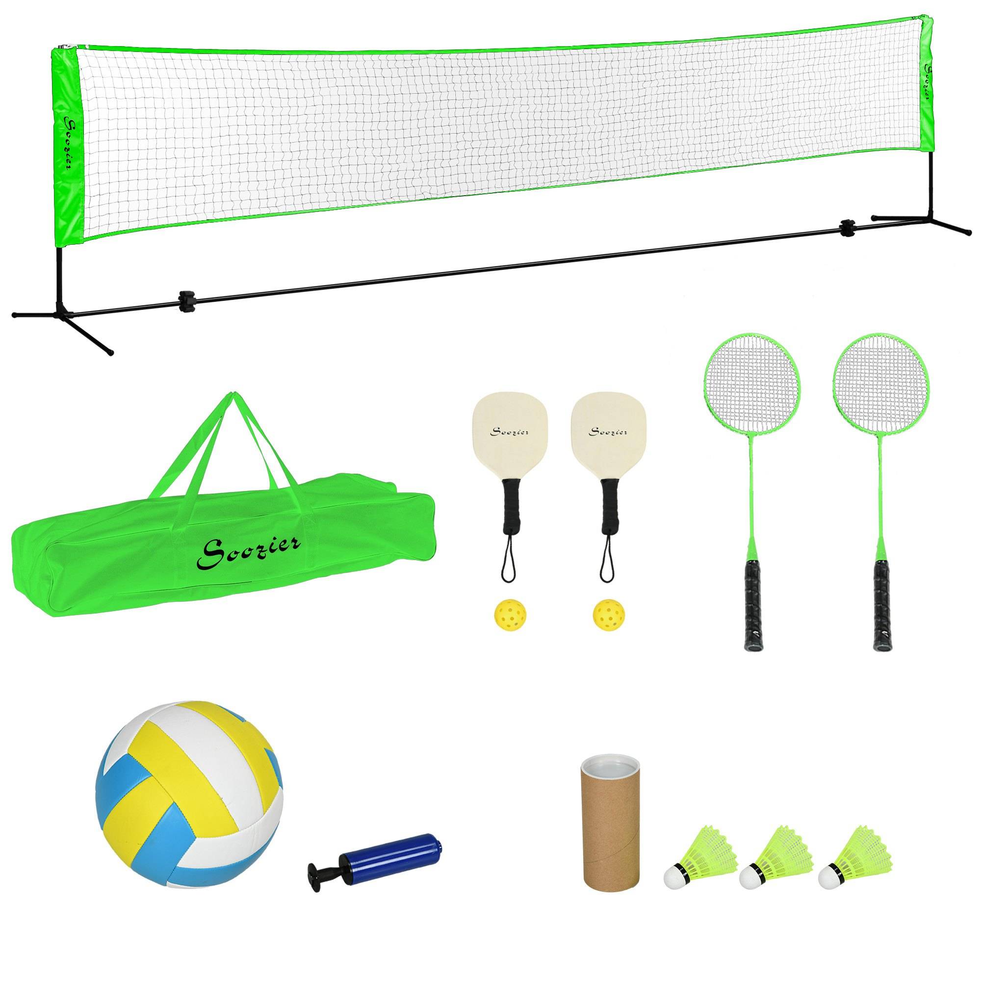Set de badminton et volley complet filet réglable 4 raquettes pour jardin extérieur – ComfortXL Outdoor Living - Image 2