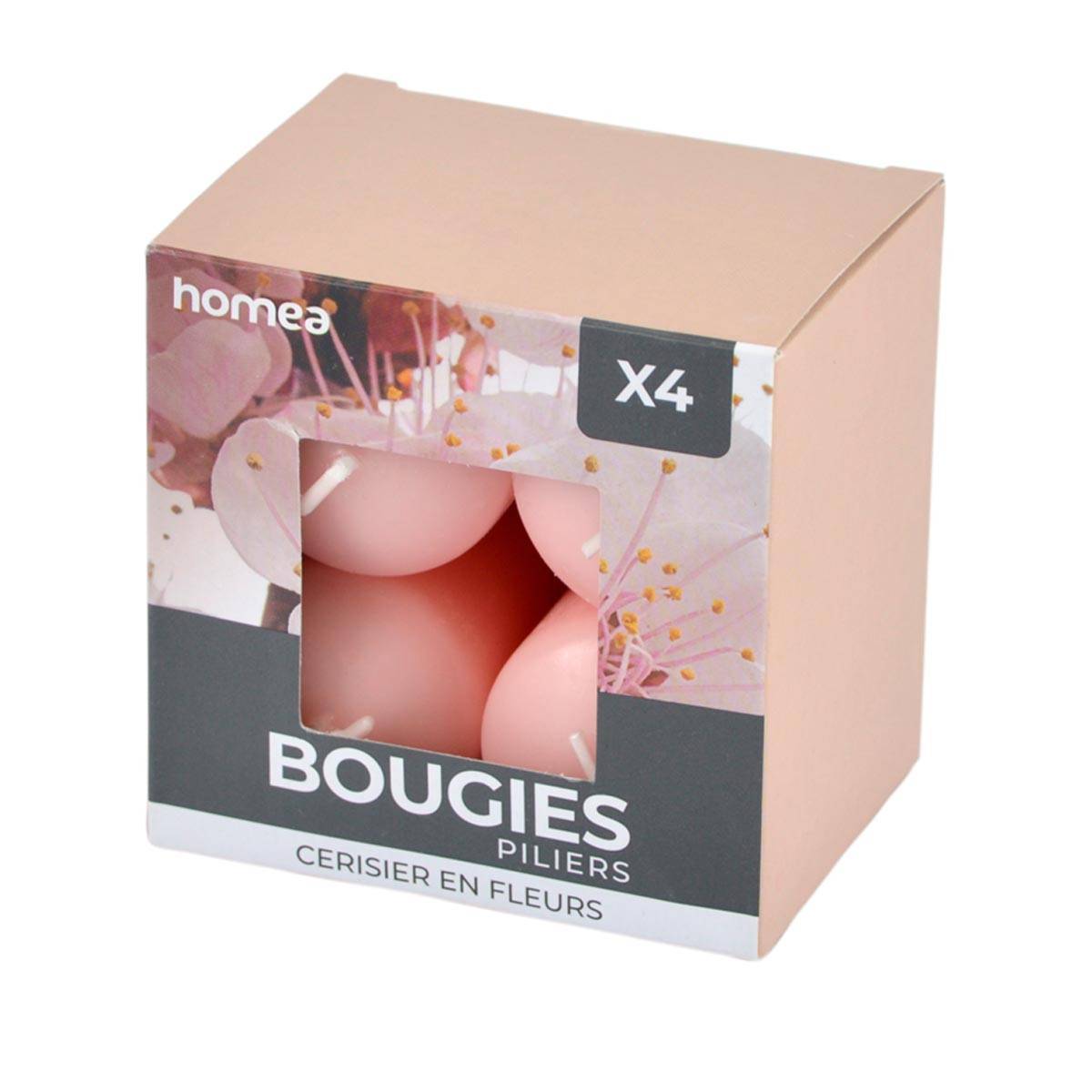 Lot de 4 Bougies Pilier "Essentiel II" 6cm Cerisier en Fleurs - Image 3