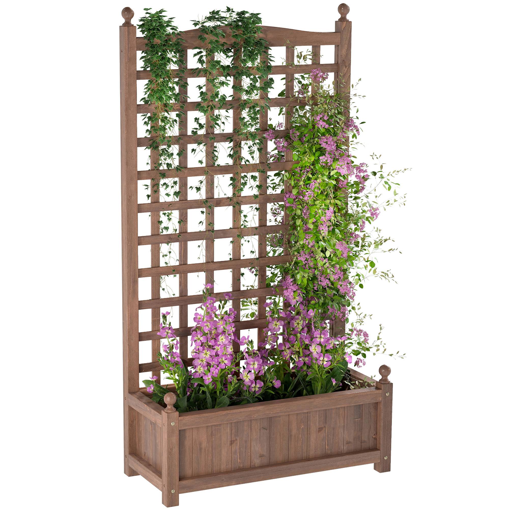 Sans Marque - Jardinière Treillis bac Fleurs sur Pied 64x28x120 cm Inserts irrigation - Image 1