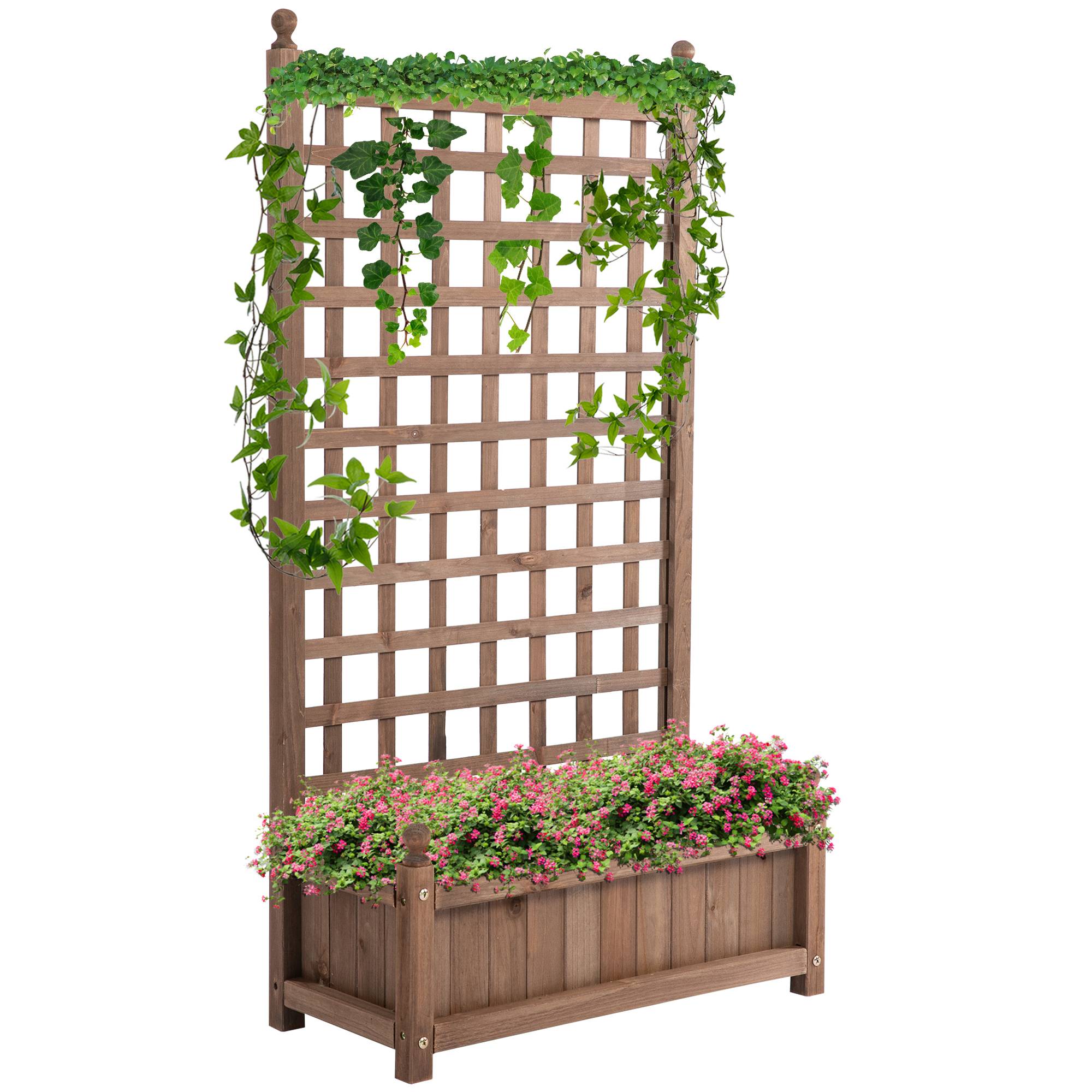 Sans Marque - Jardinière Treillis bac Fleurs sur Pied 64x28x120 cm Inserts irrigation - Image 2
