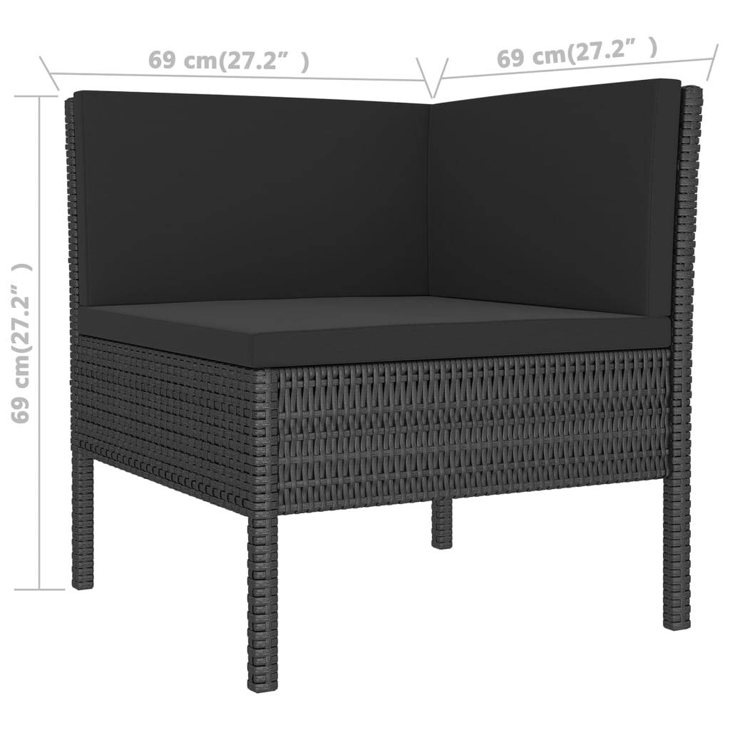 Helloshop26 - Salon de jardin meuble d'extérieur ensemble de mobilier 9 pièces avec coussins résine tressée noir - Image 5