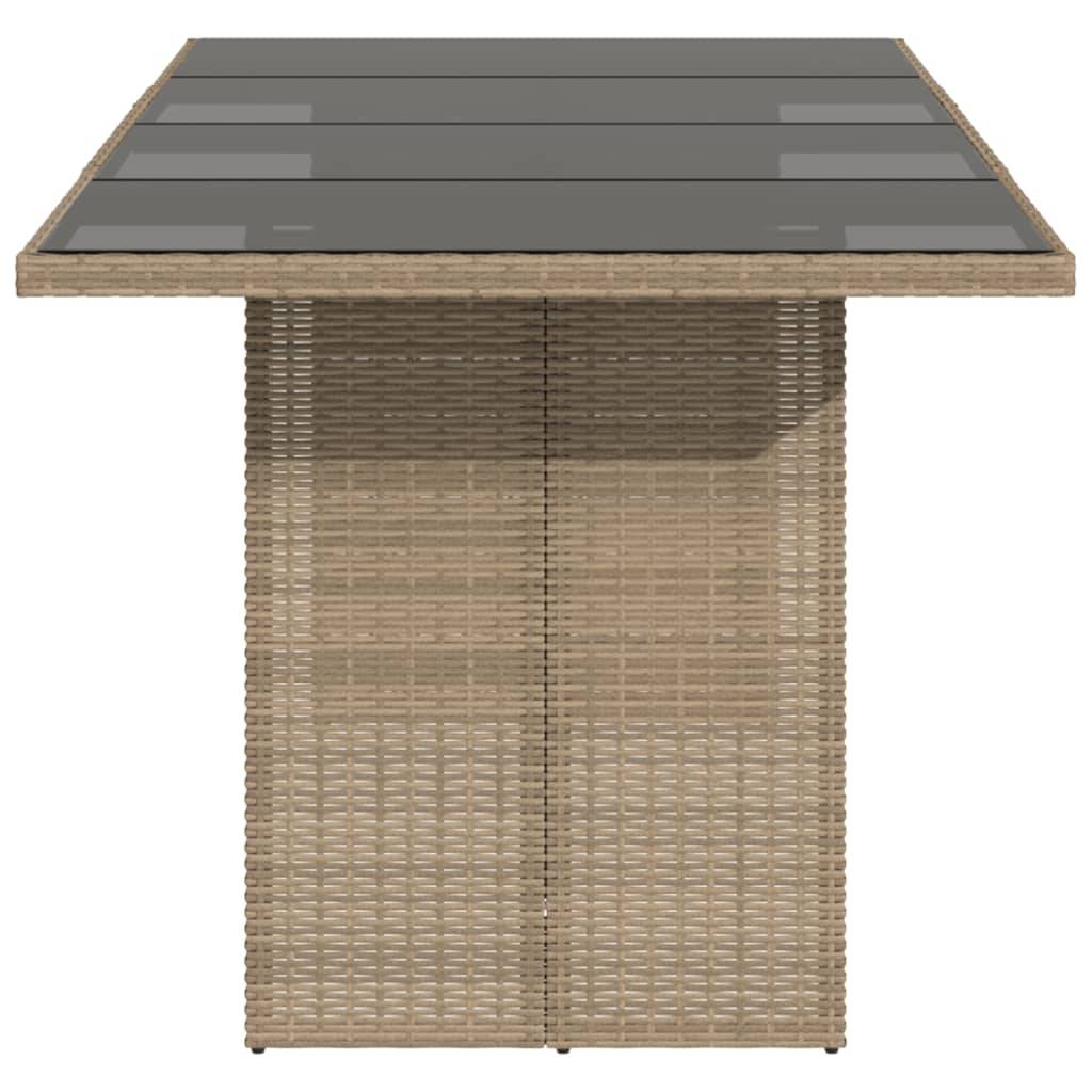 PANGIVO - Table de jardin en résine tressée avec dessus en verre beige 190 x 80 x 74 cm - PANGIVO - Image 4