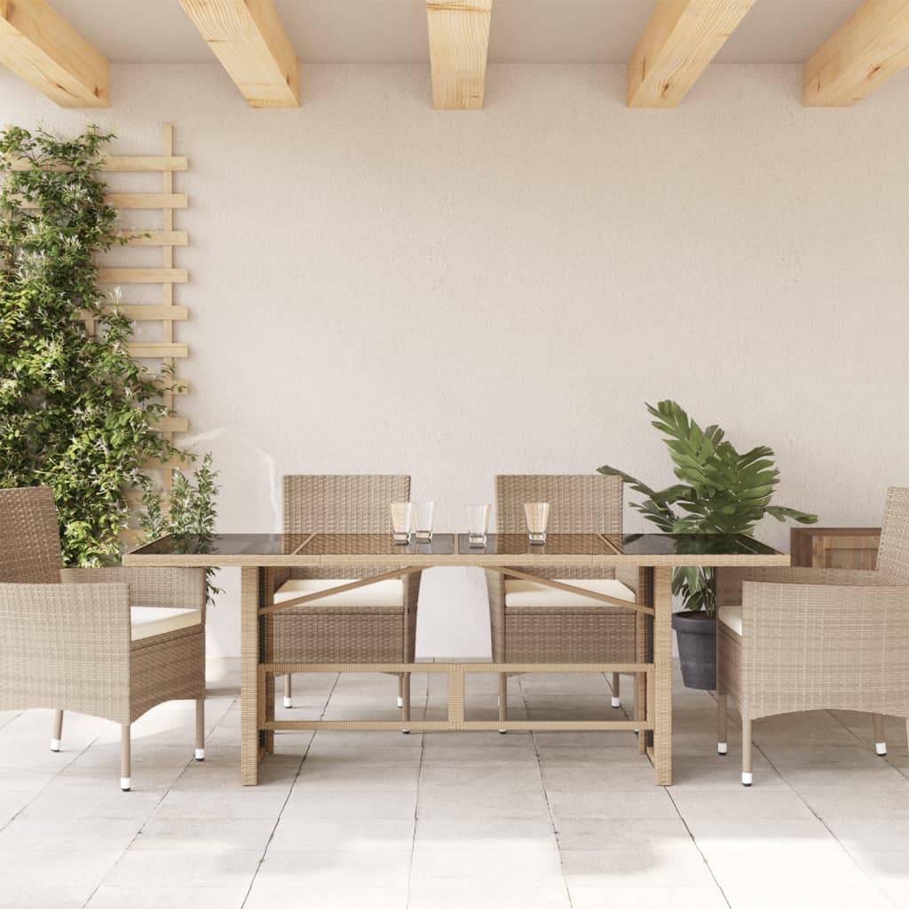 PANGIVO - Table de jardin en résine tressée avec dessus en verre beige 190 x 80 x 74 cm - PANGIVO - Image 3