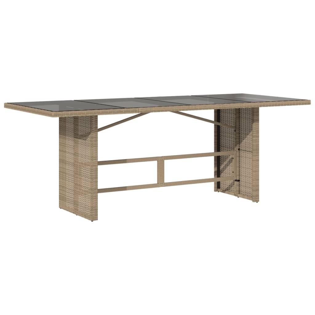 PANGIVO - Table de jardin en résine tressée avec dessus en verre beige 190 x 80 x 74 cm - PANGIVO - Image 2