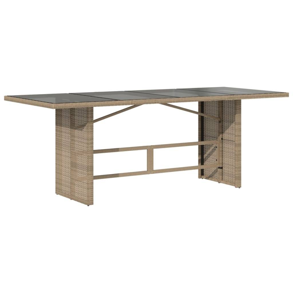 PANGIVO - Table de jardin en résine tressée avec dessus en verre beige 190 x 80 x 74 cm - PANGIVO - Image 5
