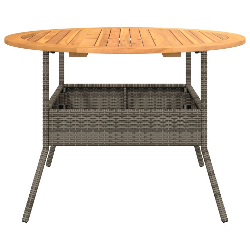 PANGIVO - Table de jardin en résine tressée grise avec dessus en bois d'acacia 110 x 71 cm - PANGIVO - Image 6