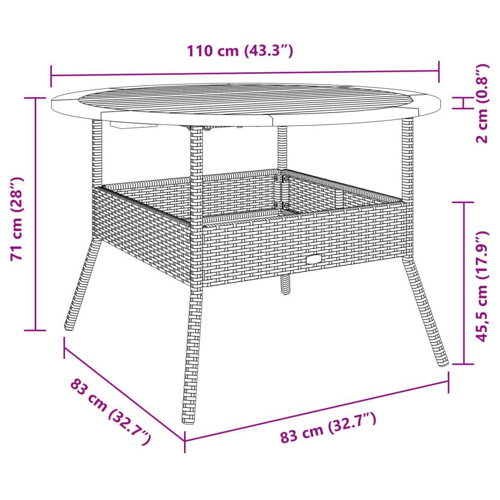PANGIVO - Table de jardin en résine tressée grise avec dessus en bois d'acacia 110 x 71 cm - PANGIVO - Image 10
