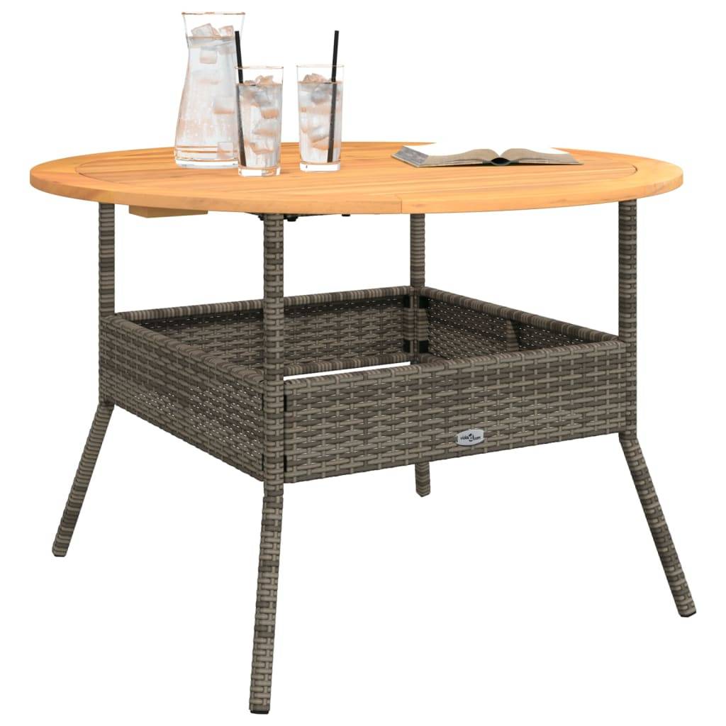 PANGIVO - Table de jardin en résine tressée grise avec dessus en bois d'acacia 110 x 71 cm - PANGIVO - Image 4