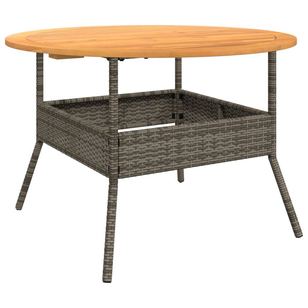 PANGIVO - Table de jardin en résine tressée grise avec dessus en bois d'acacia 110 x 71 cm - PANGIVO - Image 7
