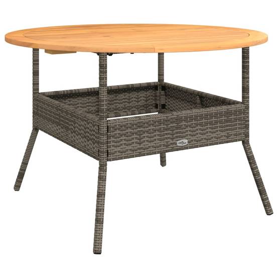 PANGIVO - Table de jardin en résine tressée grise avec dessus en bois d'acacia 110 x 71 cm - PANGIVO - Image 2