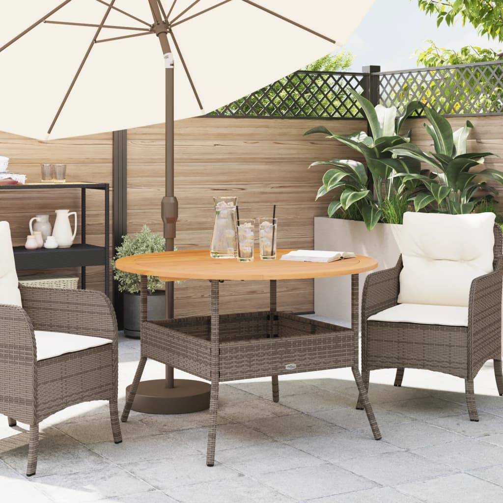 PANGIVO - Table de jardin en résine tressée grise avec dessus en bois d'acacia 110 x 71 cm - PANGIVO - Image 3