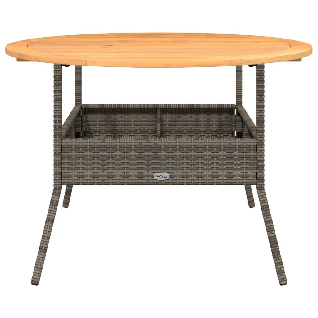 PANGIVO - Table de jardin en résine tressée grise avec dessus en bois d'acacia 110 x 71 cm - PANGIVO - Image 5