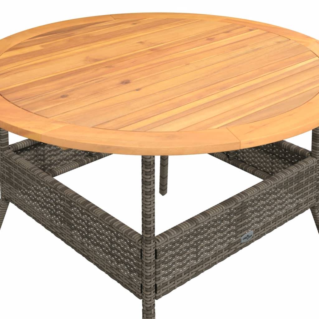 PANGIVO - Table de jardin en résine tressée grise avec dessus en bois d'acacia 110 x 71 cm - PANGIVO - Image 9
