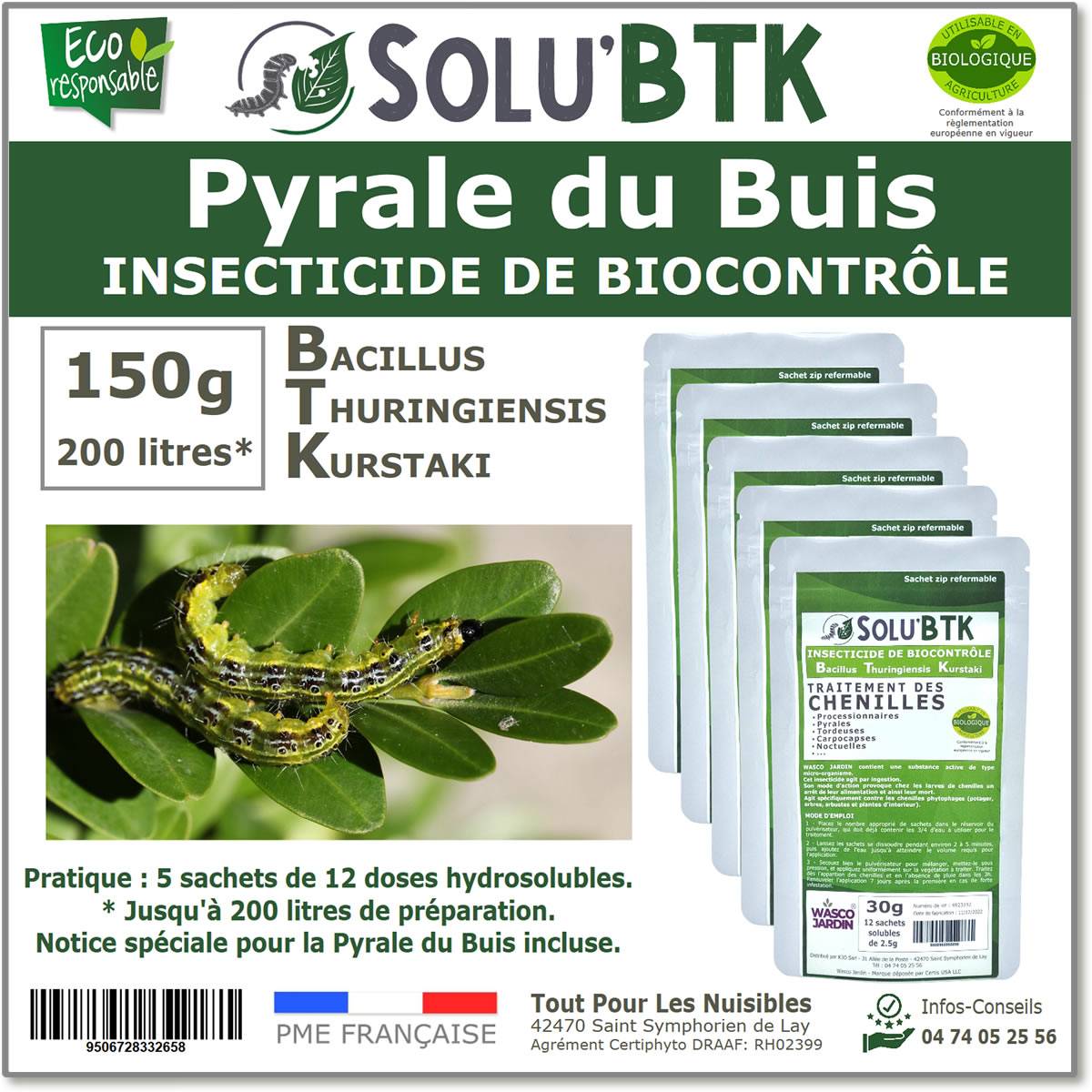 SoluBTK - Pyrale du buis 150gr Bacillus thuringiensis - Anti-Chenilles Utilisable en Agriculture Biologique - Image 1