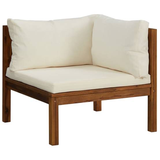 ComfortXL - Canapé de Jardin 2p Bois d'Acacia Modulable avec Coussins Crème pour Balcon – ComfortXL Outdoor Living - Image 3